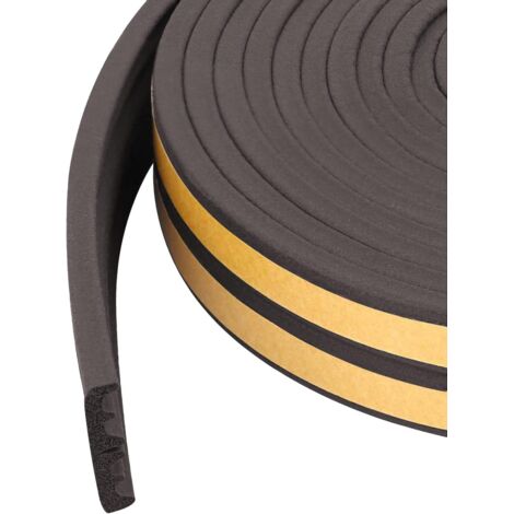 Bandes d'étanchéité pour portes et fenêtres, bandes d'étanchéité en mousse autocollantes, coupe-vent et insonorisantes (Noir, 6 m x 2, type E) (1/5)