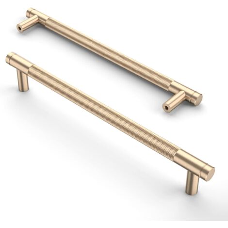 Lot de 2 poignées de meuble de 160 mm mat, moletées, couleur or, pour tiroirs et placards de cuisine (1/5)