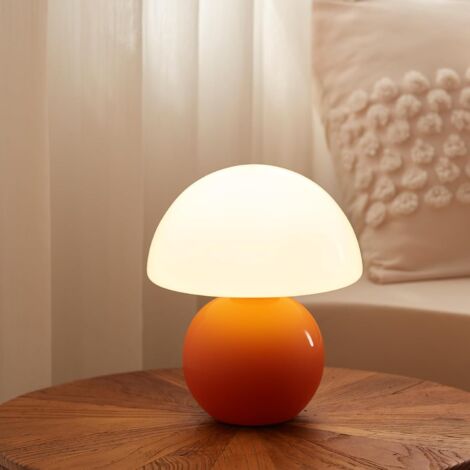 Lampe champignon, lampe de table pour chambre à coucher, bureau, chevet, petites lampes pour salon, lampes modernes du milieu du siècle (orange) (1/5)