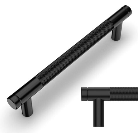 Lot de 2 poignées de meuble de 192 mm mat, moletées, couleur noir, pour tiroirs et placards de cuisine (1/5)
