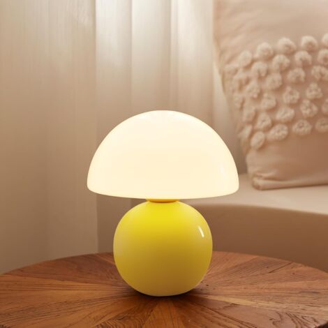 Lampe champignon, lampe de table pour chambre à coucher, bureau, chevet, petites lampes pour salon, lampes modernes du milieu du siècle (jaune) (1/5)