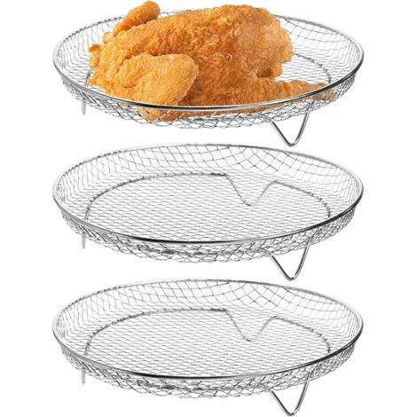 Lot de 3 grilles rondes de 20 cm pour friteuse à air chaud, empilables, compatibles avec les friteuses à air chaud de 4,2 à 5,8 litres (1/5)