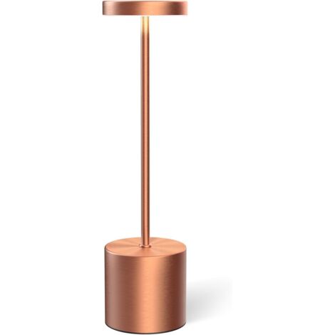 Lampe de table rechargeable, lampe de bureau LED portable, lampe de table sans fil alimentée - éclairage à intensité variable en 3 couleurs (or rose) (1/5)