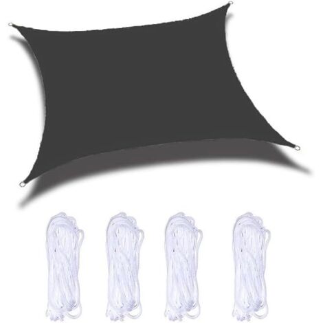 Voile d'ombrage, protection contre la pluie, protection UV, bandeau anti-UV, économie d'énergie, bâche élégante pour jardin d'été (Noir, 2 × 5 m) (1/5)