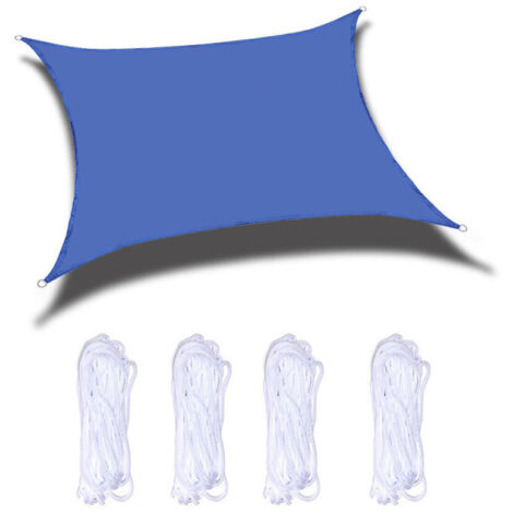 Voile d'ombrage, protection contre la pluie, protection UV, bandeau anti-UV, économie d'énergie, bâche élégante pour jardin d'été (Bleu, 5 × 3 m) (1/5)