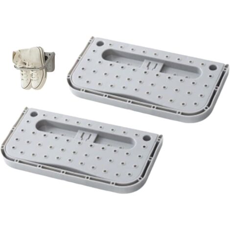 2 pièces étagère à chaussures en plastique pliante porte-chaussures en organisateur de stockage porte cintres à chaussures stockage de chaussures, Gris (1/5)