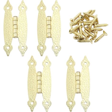 Lot de 4 Charnières en Fer or Style Ancien pour Portes D'armoire, Robustes et Multifonctions Distance de Trou 6,3 Cm, Cuisine et Meubles (1/5)