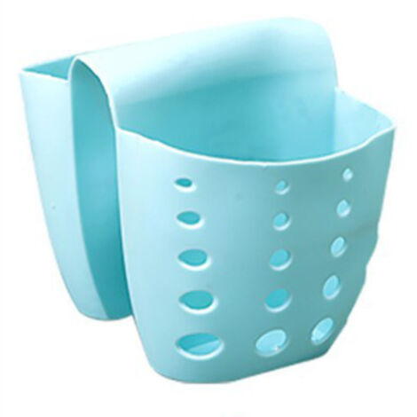 Lot de 1 porte-éponges pour évier, en trou d'évacuation, organisateur de rangement multifonctionnel pour brosse et savon, pour la cuisine, bleu (1/5)
