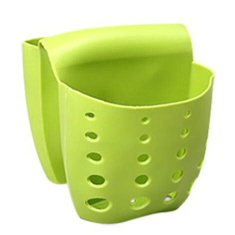 Lot de 1 porte-éponges pour évier, en trou d'évacuation, organisateur de rangement multifonctionnel pour brosse et savon, pour la cuisine, vert (1/5)