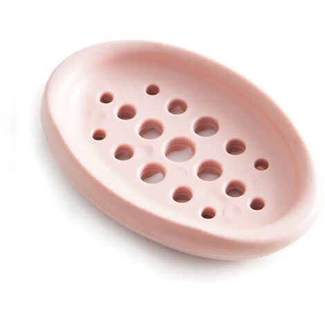 Porte-savon en silicone avec drain et base antidérapante – Peut également servir de tampon à frotter les vêtements, et porte-savon à vaisselle, rose (1/5)