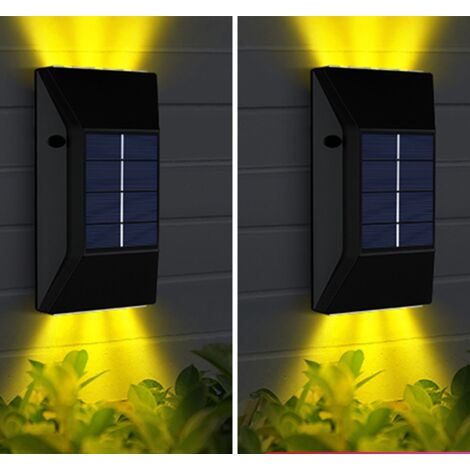 Lot de 2 Appliques Murales Solaires à LED pour Extérieur – Lumière chaude (6 LED) – Lampes Solaires Étanches pour Jardin et Porche – Éclairage Solaire (1/5)
