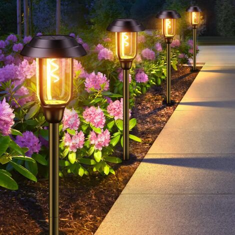 Lot de 4 lampes solaires de jardin, éclairage décoratif lumineux pour allées et terrasses, idéal pour pelouses, patios, allées de garage et entrées (1/5)