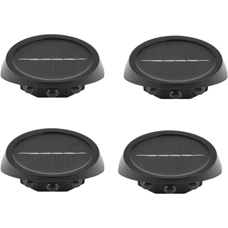 Lot de 4 Éclairage extérieur LED solaire pour clôture, 3 lampes LED pour clôture (décoration), Applique murale à économie d'énergie, Lumière blanche (1/5)