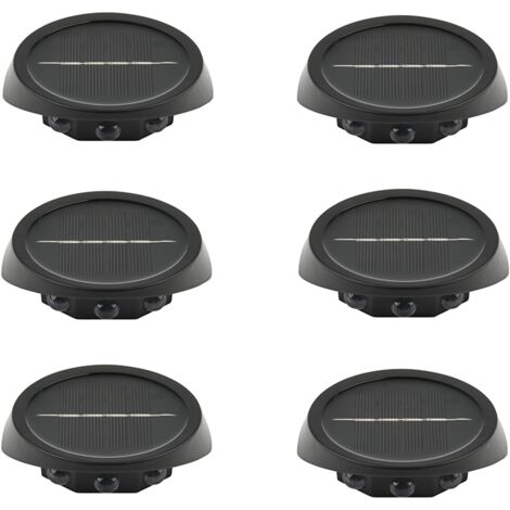 Lot de 6 Éclairage extérieur LED solaire pour clôture, 3 lampes LED pour clôture (décoration), Applique murale à économie d'énergie, Lumière chaude (1/5)