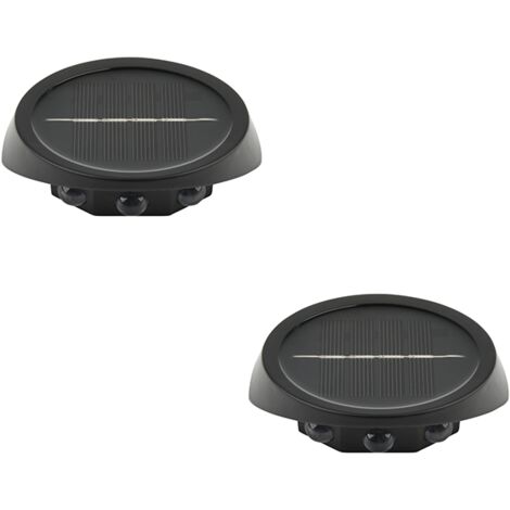Lot de 2 Éclairage extérieur LED solaire pour clôture, 3 lampes LED pour clôture (décoration), Applique murale à économie d'énergie, Lumière blanche (1/5)