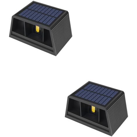 Appliques murales solaires d'extérieur à éclairage haut et bas, (blanc chaud), étanchéité IP65, Lot de 2 pour porte d'entrée, clôture, patio, porche (1/5)
