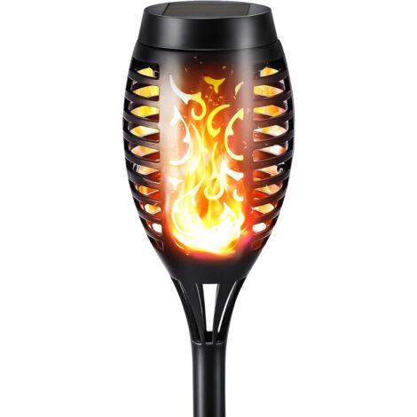 Lot de 1 Lampe solaires à effet flamme vacillante, Lampes solaires d'extérieur étanches, idéales pour éclairer jardin, pelouse, terrasse, cour et allée (1/5)