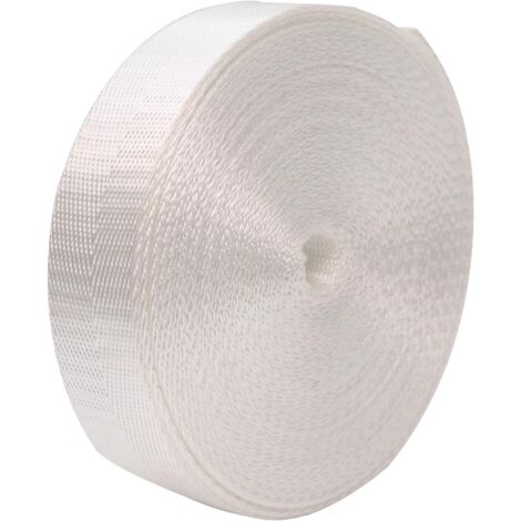 Rouleau de sangle en nylon robuste de 45 m (2 cm de large), pour équipement d'intérieur ou d'extérieur, bricolage et réparations (blanc) (1/4)