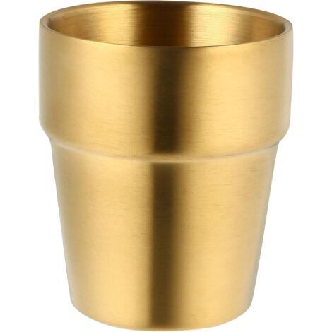 Lot de 4 gobelets empilables en acier inoxydable, 300 ml, à double paroi, isolés, pour les voyages, le plein air et le camping (doré). (1/5)