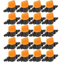 40 vannes pour tuyaux d'irrigation, vannes pour irrigation goutte à goutte avec vannes d'arrêt pour tuyaux d'irrigation cannelés