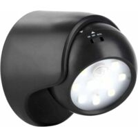 Éclairage à piles, applique murale d'extérieur avec détecteur de mouvement, éclairage extérieur LED, éclairage sans fil à piles, rotation et inclinaison à 360 degrés - Noir