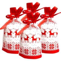 Sacs cadeaux de Noël avec rubans 25 pièces Sacs cadeaux de Noël avec cordes Sacs cadeaux de Noël pour bonbons et biscuits