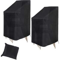 Lot de 2 housses de chaises de jardin, imperméables, résistantes au froid et aux UV, adaptées aux chaises empilables, housses de chaises de patio