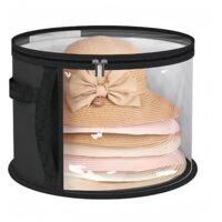 Oversized Clear Hat Storage Bag for Women Men, Holds up to 7 Caps Portable Cowboy Hat Box Organizer Zipper Foldable Round Travel Hat Boxes with Dustproof Lid (Black)