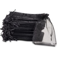 Sachet en organza, sachet cadeau en organza, sachet à bijoux, sachet de mariage, sachet de lavande (10 x 15 cm, noir)