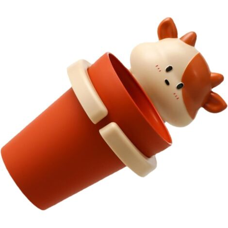 Portaspazzolino Per Bambini Con Ventosa E Bicchiere - Design Animaletto Arancione - Salva Spazio - 3