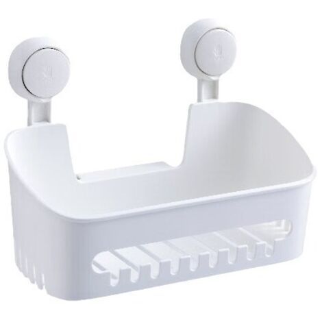 Mensola Angolare Per Bagno Con Ventosa, Trasparente, Senza Trapano, Per Doccia E Cucina, Bianco