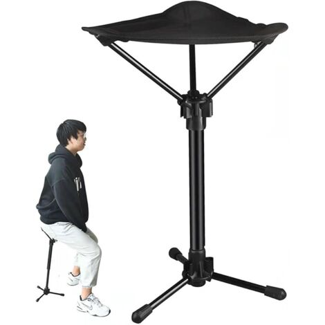 Sgabello pieghevole per sedia portatile, sgabelli da campeggio telescopici retrattili Sedile leggero e robusto regolabile pieghevole (nero