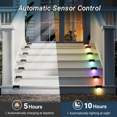 Confezione da 16 luci solari per scale, luci LED impermeabili per scale