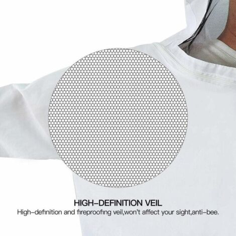 Giacca Da Apicoltore Professionale In Cotone, Con Doppio Velo (Rotondo E A Scherma), Cappuccio Regolabile, Taglia XXL Bianca