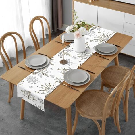 Runner Da Tavola Natalizio Morbido Con Fiocchi Di Neve – 180x35 Cm – Perfetto Per La Tua Cucina O Sala Da Pranzo