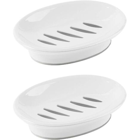 Escurridor de jabón (2 unidades), fácil de limpiar, antisecado, para ducha, baño y cocina (blanco) (1/3)