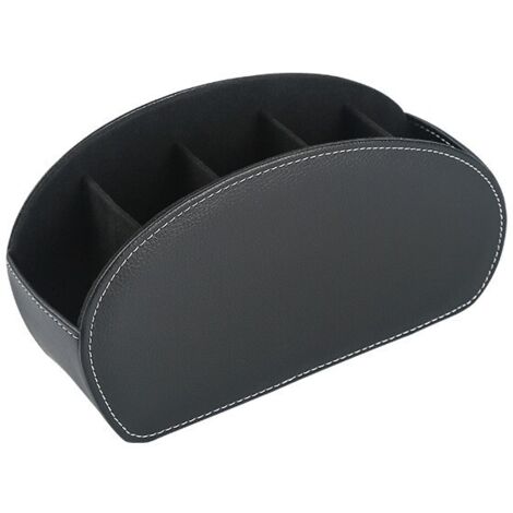 Estuche de cuero para control remoto, caja de almacenamiento multifuncional con 5 compartimentos, caja de almacenamiento para controles remotos de TV (1/3)