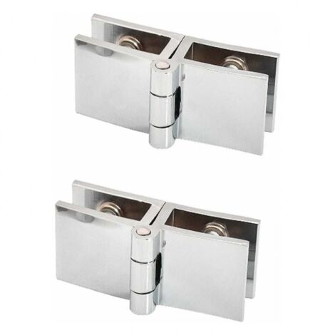 Bisagra de clip para puerta de vidrio de 180 grados, 2 piezas, sin taladrar, bisagra de vidrio, 5 mm - 6 mm (1/3)