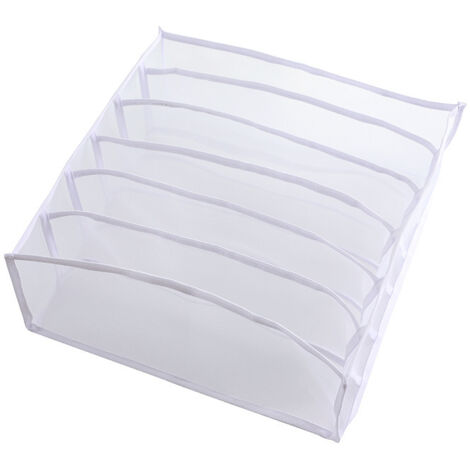 Organizador de cajones plegable con 6 compartimentos: 1 pieza para guardar ropa interior, calcetines, ropa interior, ropa de bebé y corbatas, color blanco. (1/4)