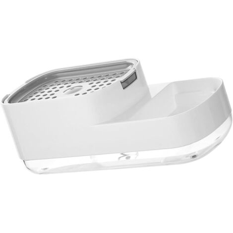 Dispensador de jabón líquido para lavavajillas, dispensador de jabón para fregadero, dispensador de jabón líquido 2 en 1 para lavavajillas con soporte para esponja (blanco)