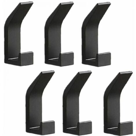Ganchos de pared para abrigos y toallas (paquete de 6), de aluminio, sin perforaciones, color negro (1/4)