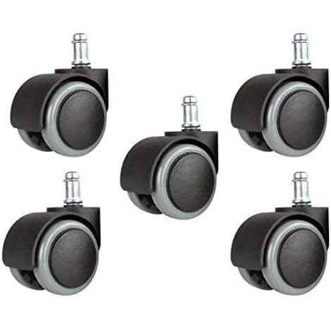 Paquete de 5 ruedas de repuesto universales para silla de oficina de 2" y 11 mm, tamaño estándar, color negro/gris (1/4)