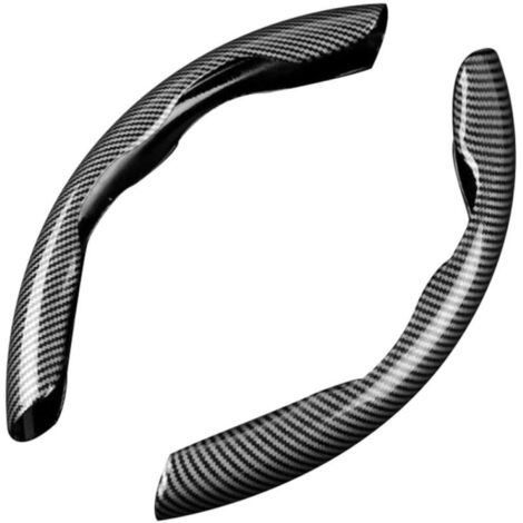 Funda de volante de fibra de carbono, accesorio universal para el interior del coche - Rayas negras (1/4)