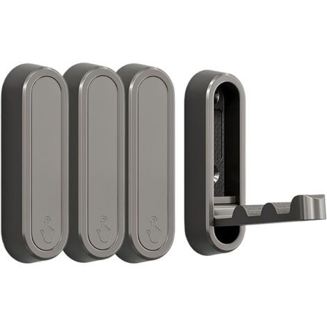 Ganchos plegables, perchero de pared con gancho plegable, ganchos para garaje, 4 ganchos decorativos resistentes, perchero para entrada, cocina, dormitorio y habitación infantil, gris