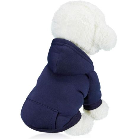 Sudadera térmica de invierno de una pieza para perros pequeños, con bolsillos, abrigo de algodón, conjunto de ropa para cachorros (L) - Azul marino