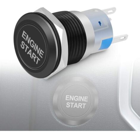 Botón de arranque del motor de 12 V, 19 mm (negro), resistente al agua, interruptor de encendido del coche (1/4)