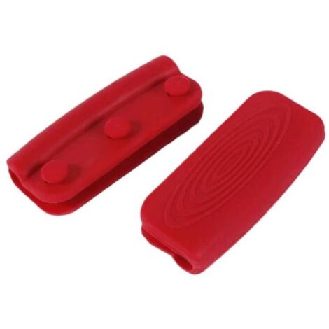 1 par de agarraderas de silicona antideslizantes y resistentes al calor, con mango antideslizante y aislante, para horno y estufa (rojo) (1/4)