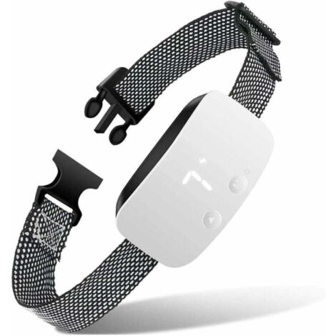 Collar antiladridos para perros con descarga eléctrica, vibración y zumbador - 7 niveles de sensibilidad ajustables, impermeable y automático, color blanco (1/4)