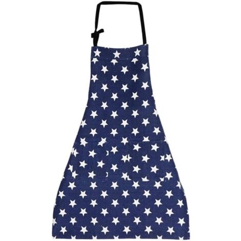 Delantal de cocina (azul marino), delantal de cocina para mujer, delantal ajustable de lino y algodón para cocina familiar, restaurante y barbacoa. (1/4)