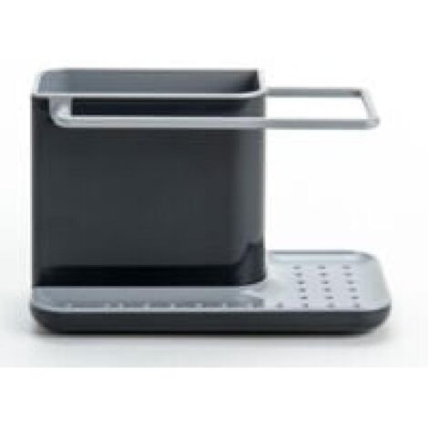Organizador de fregadero con escurridor incorporado, esponja, cepillo, jabón para platos y soporte para paños de cocina, extraíble, tamaño normal, color gris